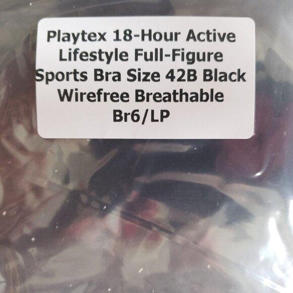 Playtex 18-Hour Active Lifestyle Full-Figure Sports Bra Size 42B Black Wirefree - Picture 7 of 7